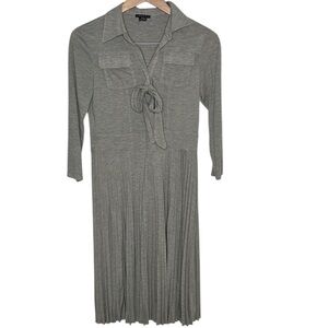 Theory Grey 3/4 Sleeve Pleated Dress Women Size M